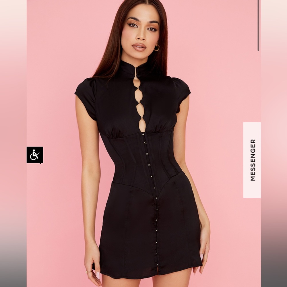 Black Satin Dress / House of CB / New with Tag 🏷️ & Original Box / MEDIUM - Picture 7 of 13